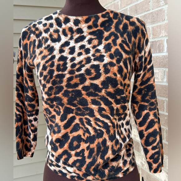 TALBOTS sP cashmere leopard sweater Looks brand new! Slightly cropped! - Picture 1 of 4
